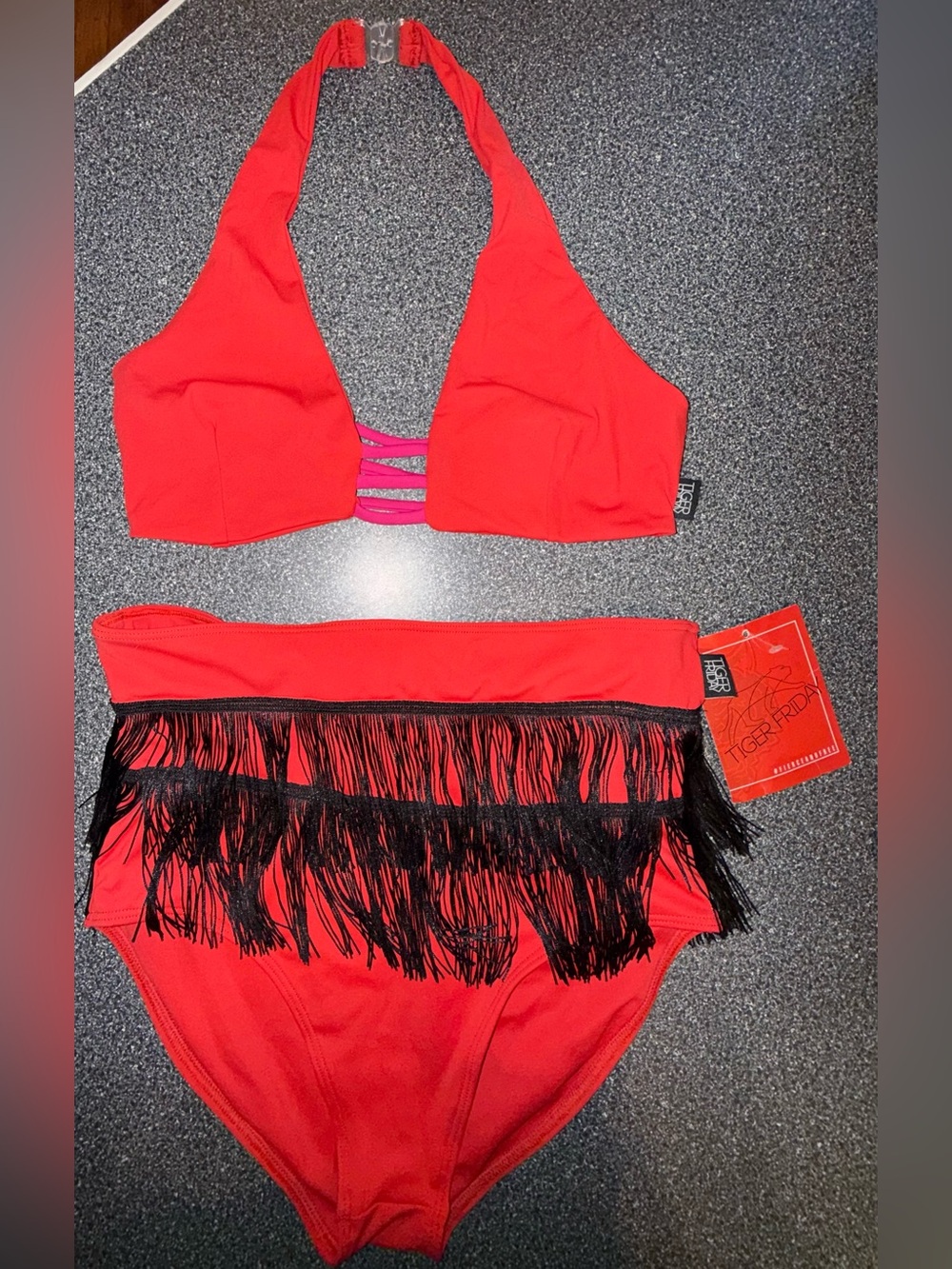 Tiger Friday NWT! Latin Dance Set Red and Black Size Adult Large